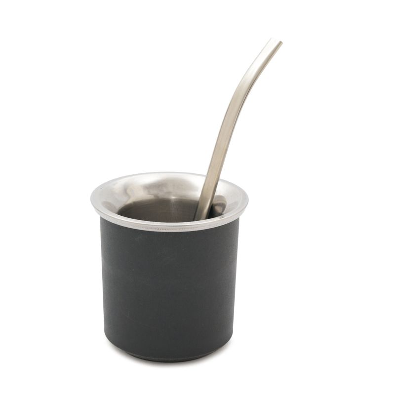 Mate de acero negro personalizable con logo
