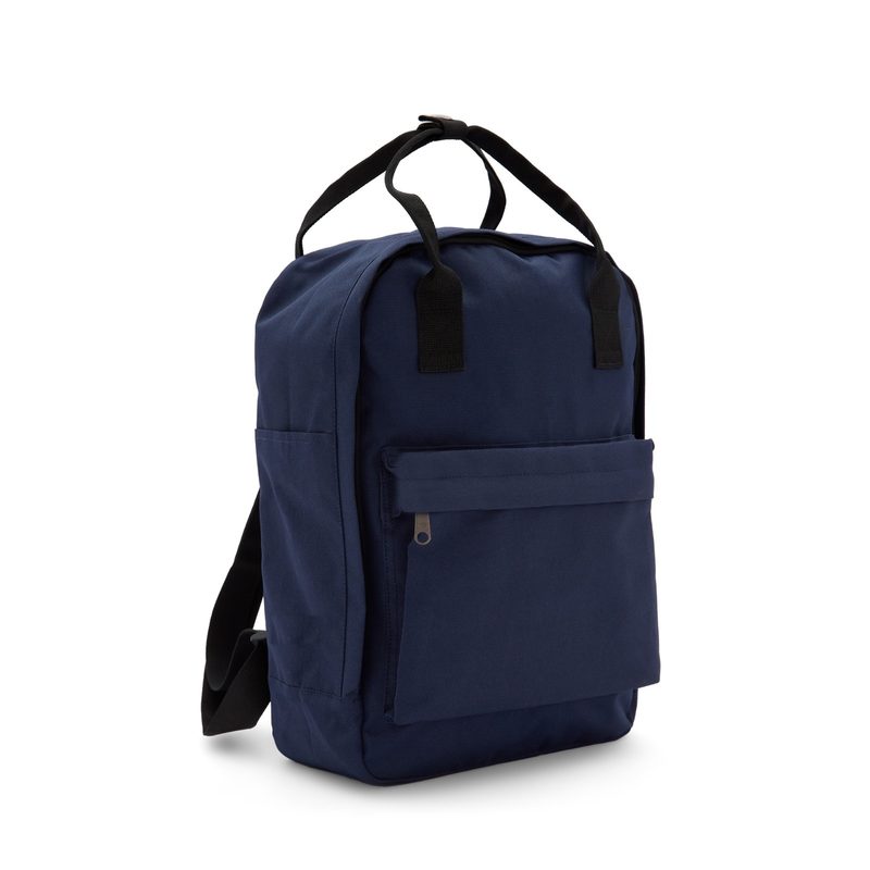 Mochila azul con manijas personalizable con logo