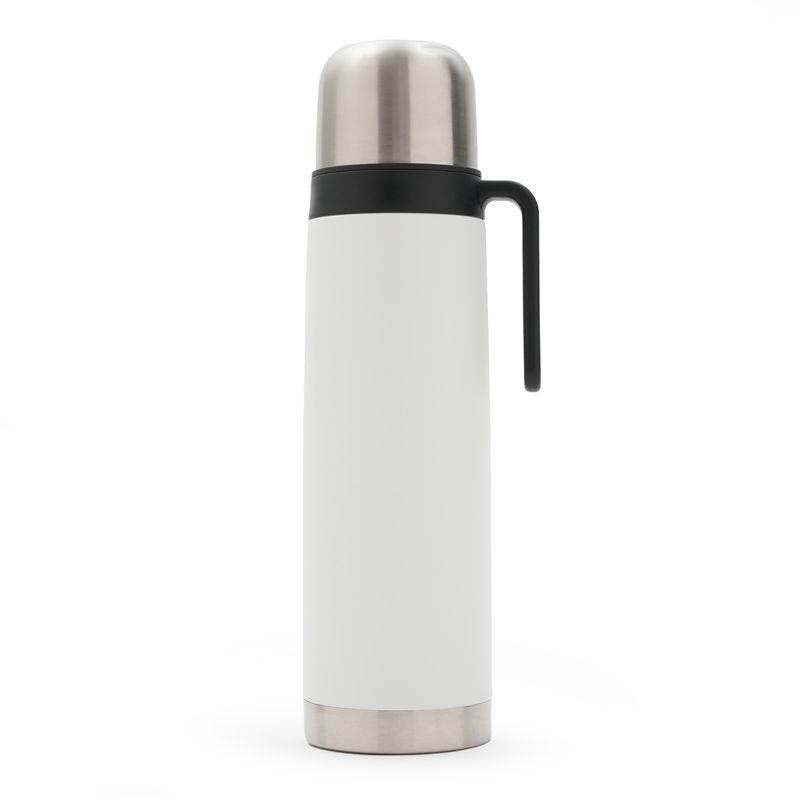Termo blanco con manija personalizable con logo
