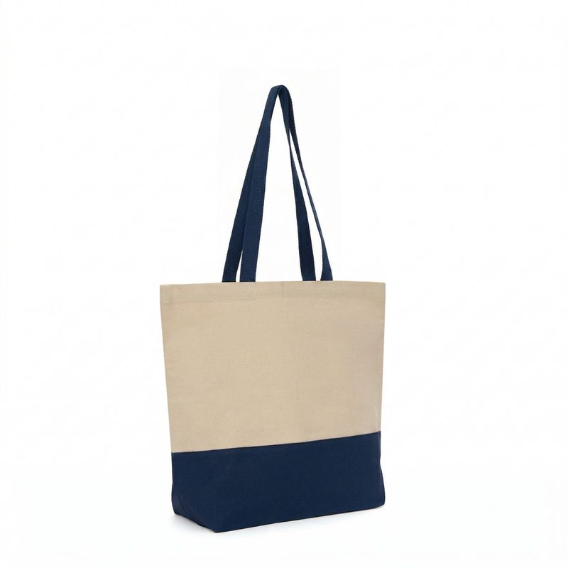 Tote bicolor crudo y azul personalizable con logo