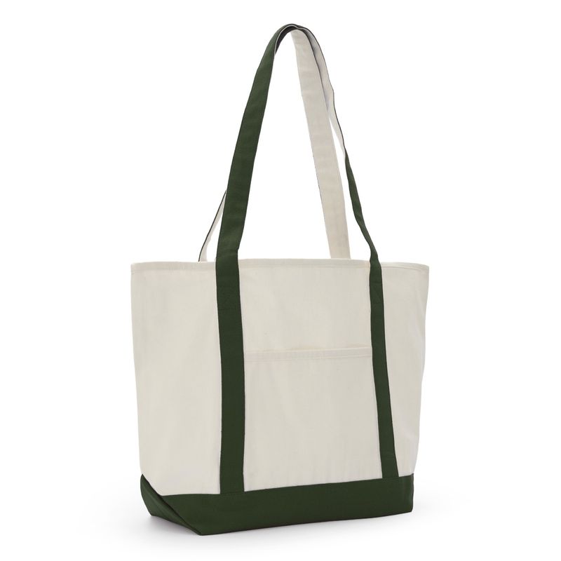 Tote bicolor crudo y verde personalizable con logo