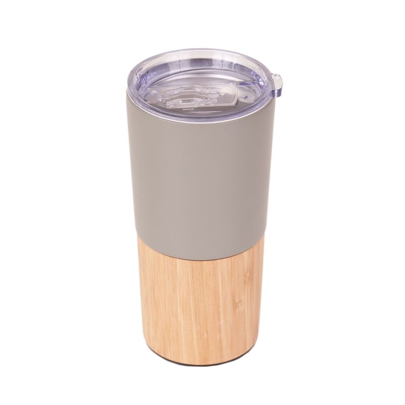 Vaso térmico bambú gris personalizable con logo
